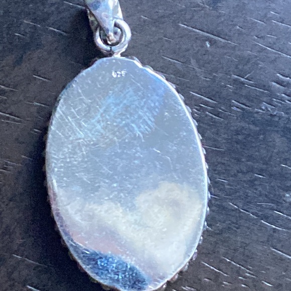 Turquoise Sterling Silver Oval Pendant - Picture 2 of 3